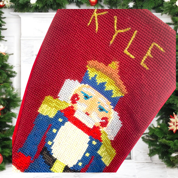 Vtg IMPERIAL ELEGANCE Wool Needlepoint Christmas Stocking Nutcracker 1991 *READ* - Picture 2 of 7